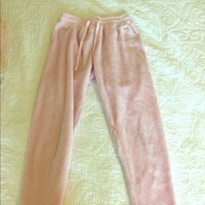 Fuzzy pink joggers